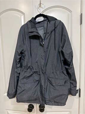 Columbia Hooded Rain Jacket - Dark Gray XL
